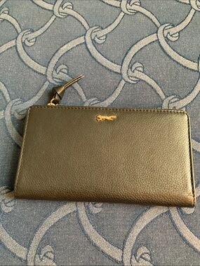 Paul Costelloe Black Leather Wallet with Gold Fox Logo